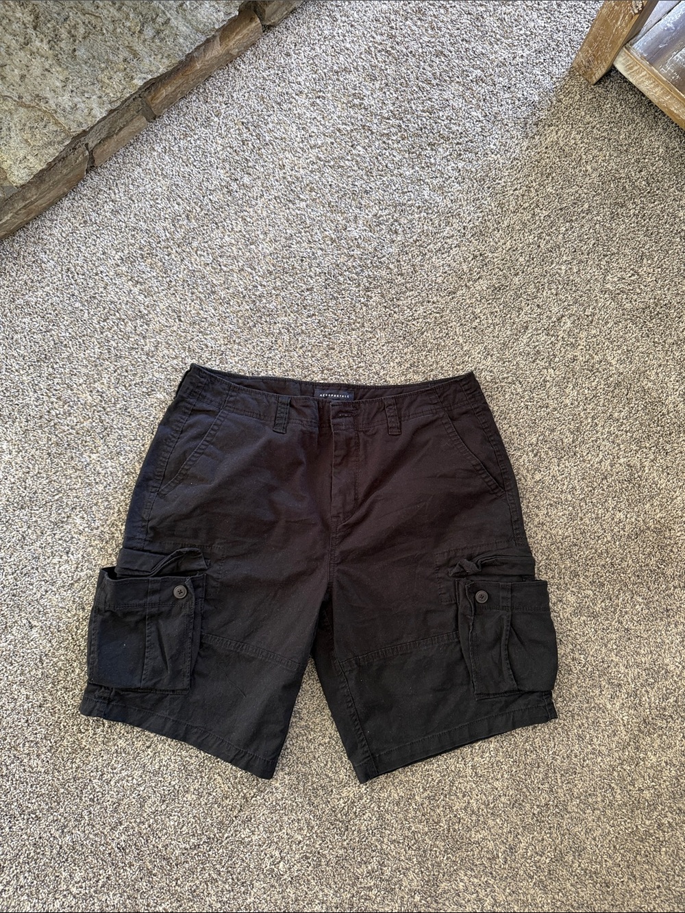 Aeropostale Black Men's Cargo Shorts with Flap Pockets